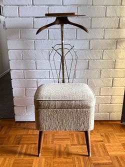 Vintage Mid Century Valet Butler chair storage seat 24k plated