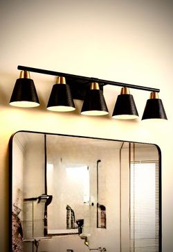 5 Lights Vanity Light, Modern Wall Sconce Over Mirror, Warm Light for Bathroom & Bedroom