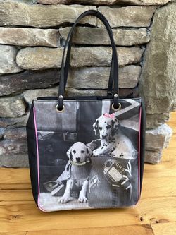 Purse / Tote/ Bag Super Cute Dalmatian Puppy/dog Approx 12x 11 1/2 Tall By 3 Inch Diameter