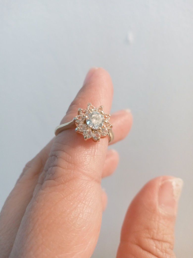 Vintage 10k Gold Cz Engagement Ring