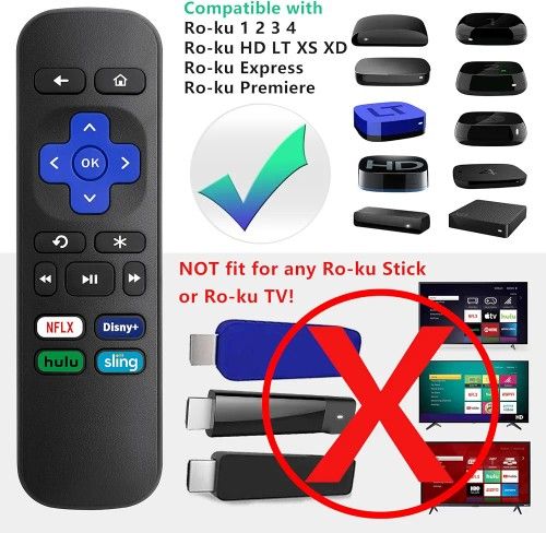 Replacement Remote Control for Roku Express, for Roku Premiere, for Roku Box, for Roku Player, for Roku 1 2 3 4 -【NOT for Stick or TV】