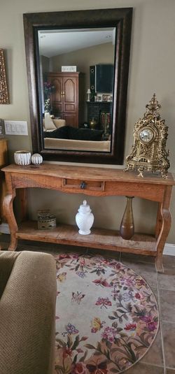 2-Piece Rustic Solid Pine Furniture Set - Console Table & Bookshelf Tower