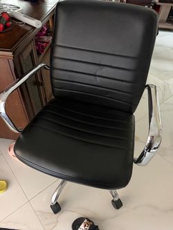 Leather chair with wheels