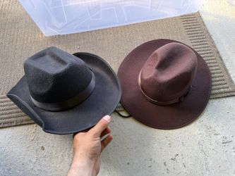 Men's 2-Pack Solid Fedora Hats, Black & Brown, Size S