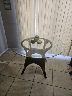 Glass Top Table Good Condition. NO CHAIRS!