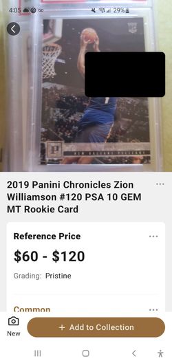 2019 Panini Chronicles Zion Williamson RC PSA 10