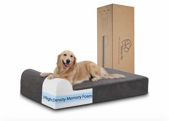 Orthopedic Dog Beds for Large Dogs, 7" Memory Foam Dog Beds with Waterproof Liner, Durable Microsuede Cover, Removable and Washable, 48"x30"x7" L Grey