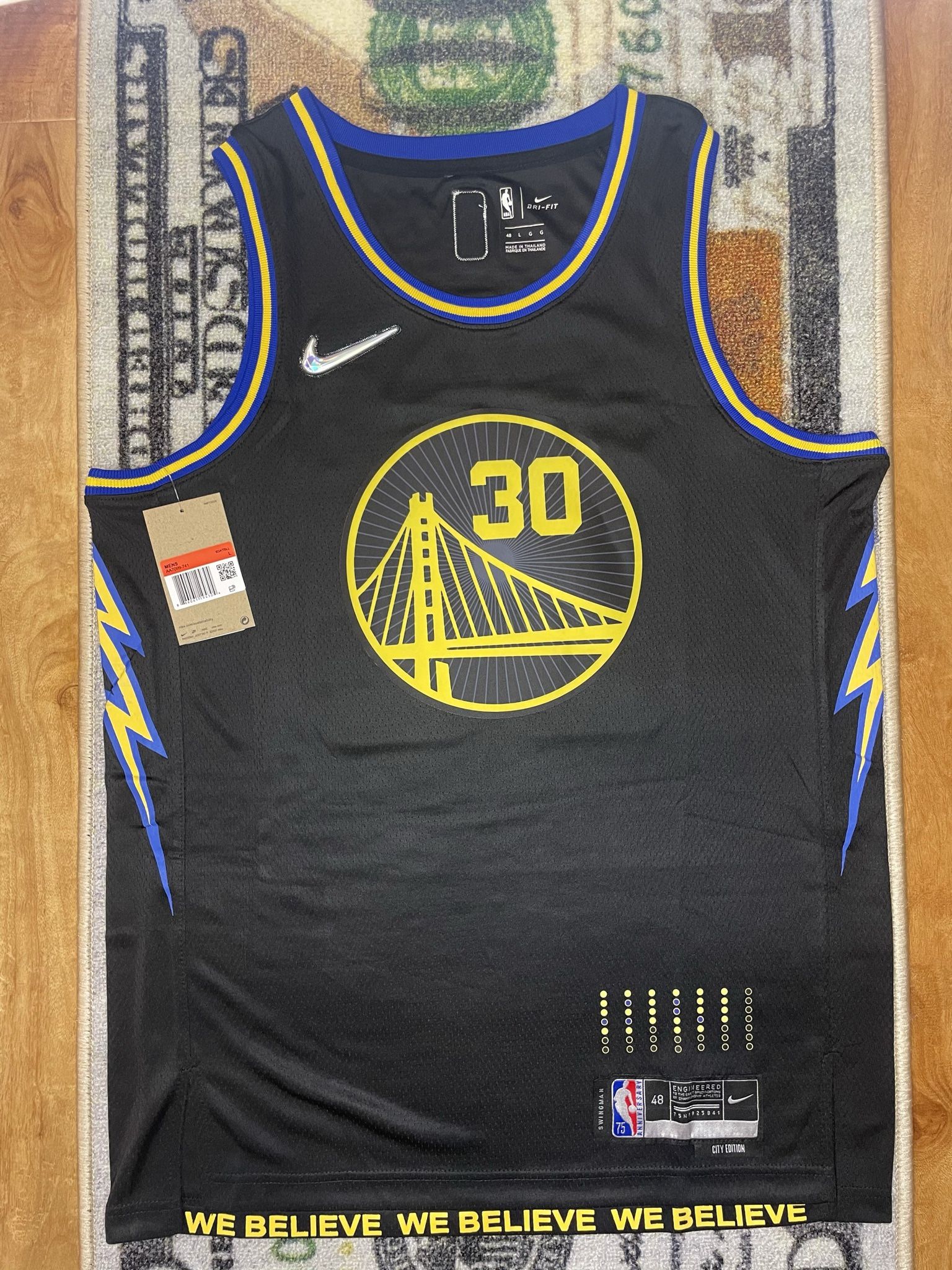 Steph Curry Nike 2022 75th Anniversary Black Warriors City Edition Jersey
