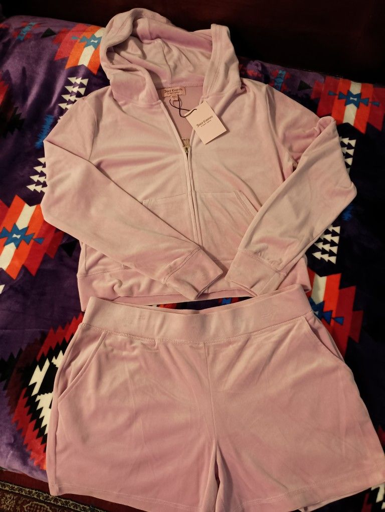 Juicy Couture Pink Hoodie And Short Set.