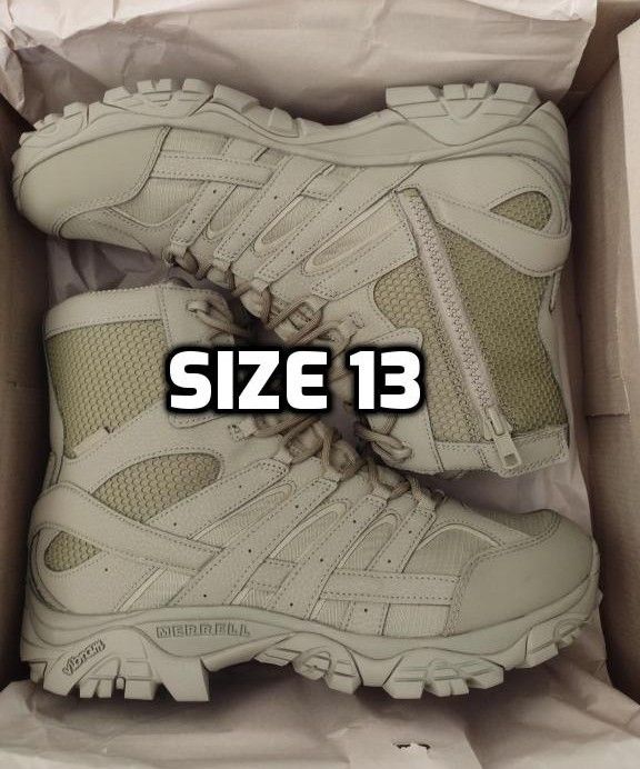 New Men's Merrell Tactical Waterproof Side-Zip Boot, Coyote, 13