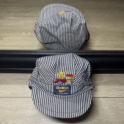 Rare Vintage Kids / Toddlers Oshkosh B’Gosh Striped Embroidered Train Conductors Hat 