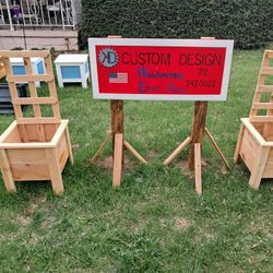 16x16x16 Cedar Planter Box With 5" Rise And 22" Trellis 