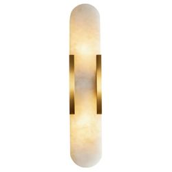 20" Natural Alabaster Wall Sconces with 20% Thickened Gold Base, Modern Marble Wall Light Fixture