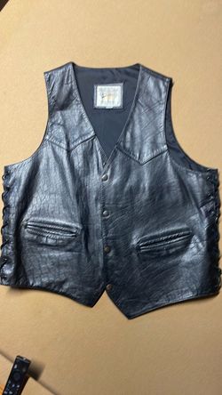Black Leather Biker Vest with Lace Sides