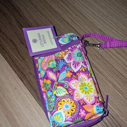 Phone wallet wristlet pouch purple trippy design