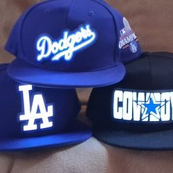 GLOW HATS!!  ALL TEAMS. 5 MODES- VOICE ACTIVATED, ON+OFF, CONSTANT ON MORE...DODGER "WORLD SERIES" $60 !!ALL TEAMS, CHARGE LIKE A PHONE