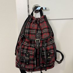 Vintage Plaid Backpack – Red/Black