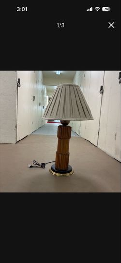 One Heavy Solid Wood Fluted Table Lamp