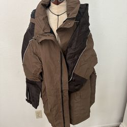 Brown And Black Hood Wind Breaker Jacket Parka 