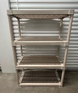 4 Tier Plastic Storage Shelf Utility Shelving Unit Garage Organi