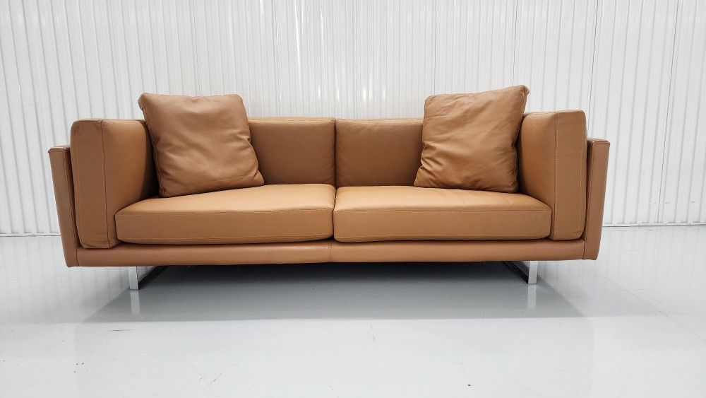 Modloft Fulton (not a Futon) Cognac Leather Couch | *FREE DELIVERY* | Lounge Now Settle up Later