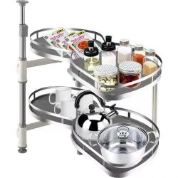 Swing Right Blind Corner Cabinet Pull Out for 36 inch Cabinet, 2 Tier Swing Tray Blind Kitchen Cabinet, Soft Close Cloud Blind Organizer for Left Hand