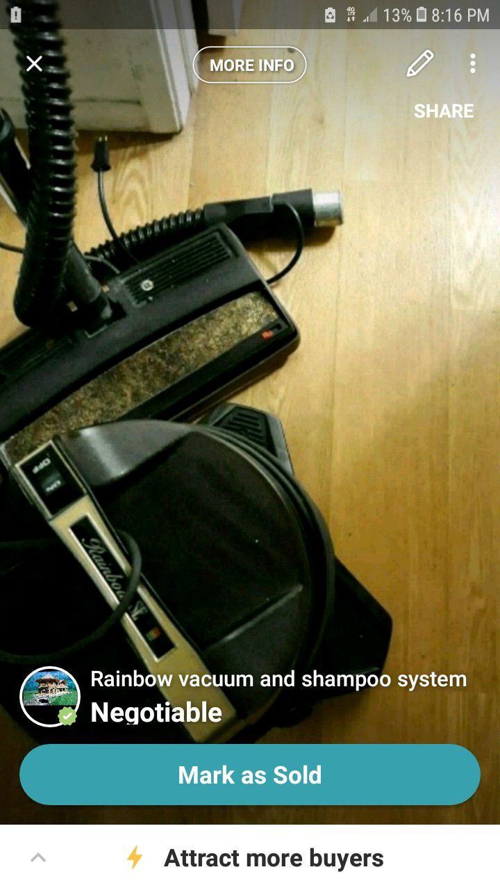 Rainbow vacuum and shampooer combo complete set