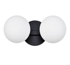 Black Bathroom Vanity Light Fixtures, Modern 2 Lights Globe Wall Sconce Lighting, Porch Wall Mount Light Fixture for Bathroom, Mirror Cabinets Hallway