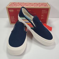 Vans Slip-On Sf Retro Stripes Dress Blues Sneakers Women Size 5