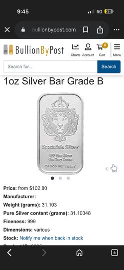 One Ounce Bar Of Pure Silver