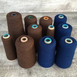 Assorted Cones Blue and Brown Cotton Yarn or Cotton/Synthetic Blend
