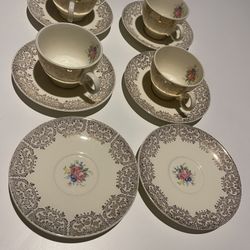 Diana 22 K Gold Rim Tea Set 