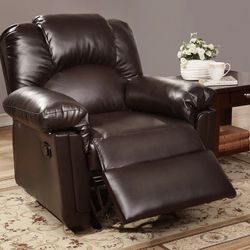 Brand New Brown Faux Leather Classic Recliner Manual