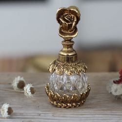 Antique Rose Glass Perfume Bottle Glass Dauber in Tact 