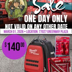 ONE DAY ONLY: Milwaukee PACKOUT Backpack, Hex Key Set & Rafter Square Bundle