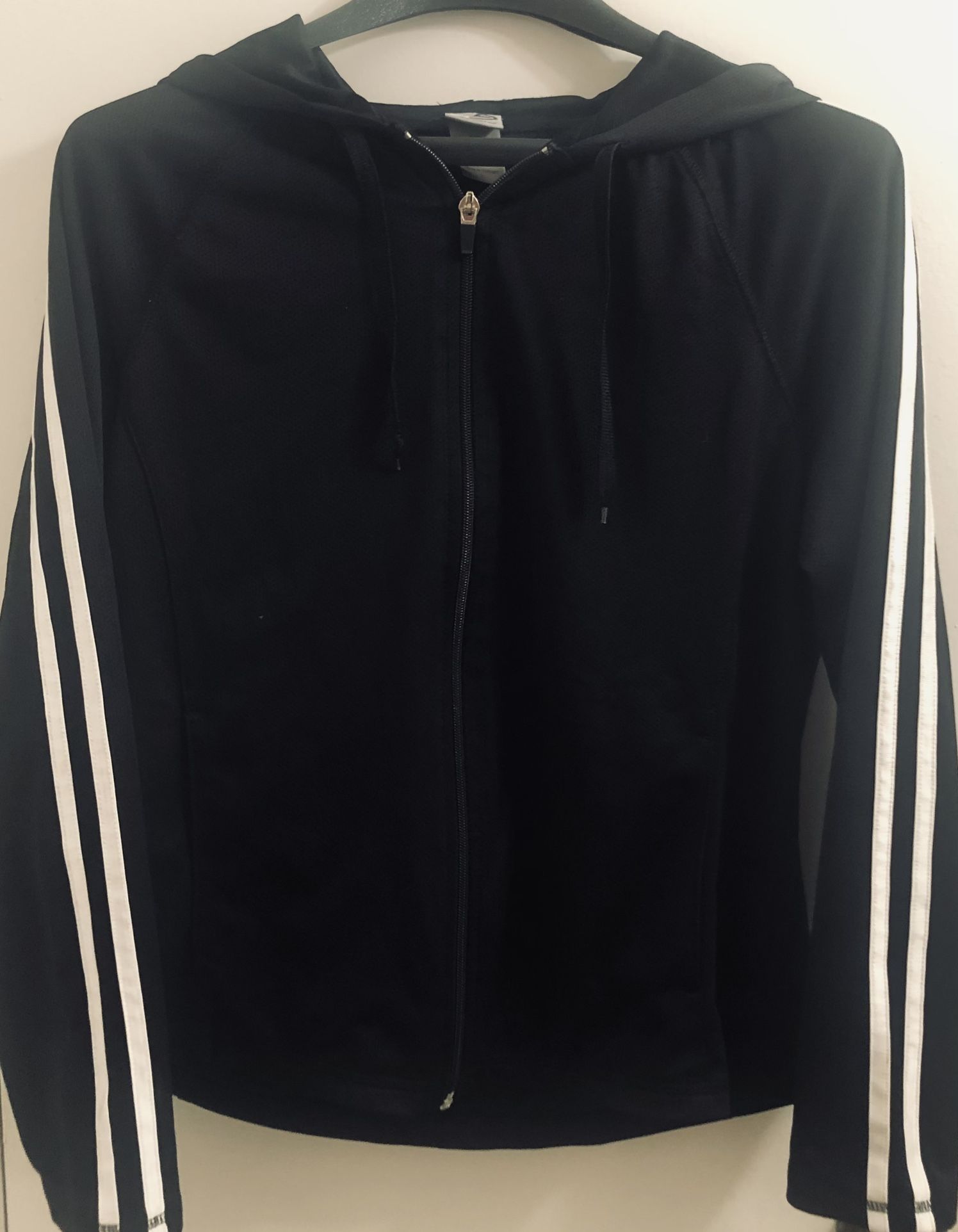 Girls Champion Polyester Zipper Down Black Sports Hoodie Size L- GC