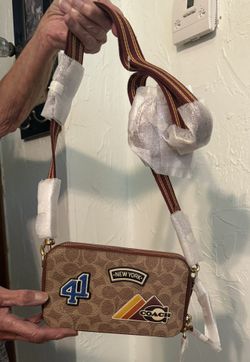 Coach Charter Slim Crossbody Bag in Signature Canvas with Patches