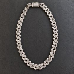 Silver-Tone Iced Out Cuban Link Chain