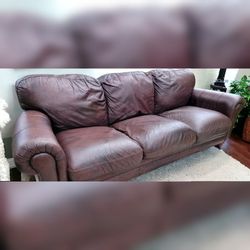 Klaussner Furniture Genuine Leather Sofa - Brown (DELIVERY AVAILABLE)