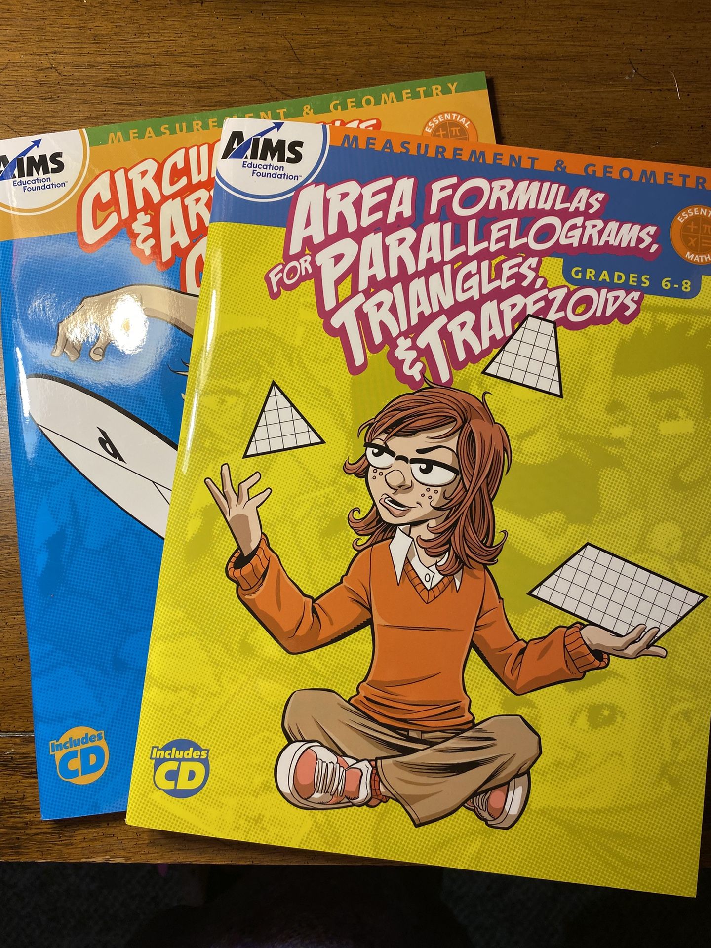 2 AIMS Educational Foundation Measurement & Geometry Books With CD’s