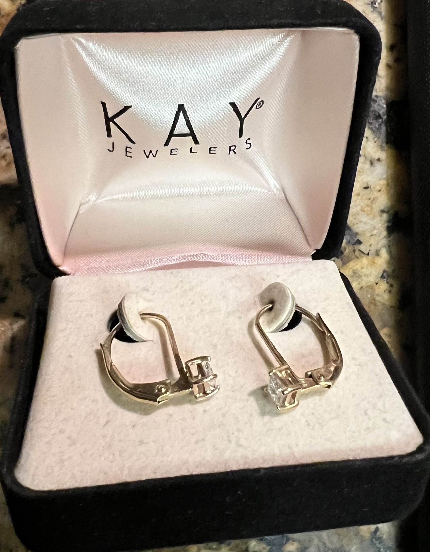 14KT Gold Princess Lever-Back Diamond Earrings