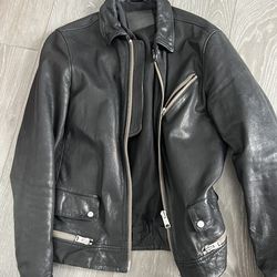 ALLSAINTS Black Leather Zip Jacket Size Small