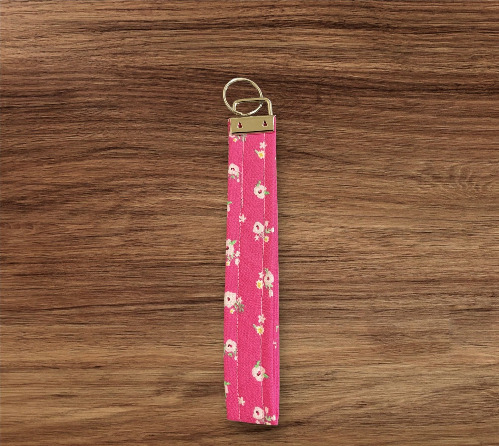 Handmade Fabric Flower Print Keychain/ Key Fob/ Wristlet