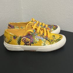 Superga Canary Mustard Yellow Gold Tennis Embroidered Shoe Size 6.5