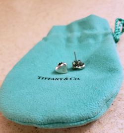 Tiffany & Co. Else Peretti Sterling Silver Full Heart Stud Earrings