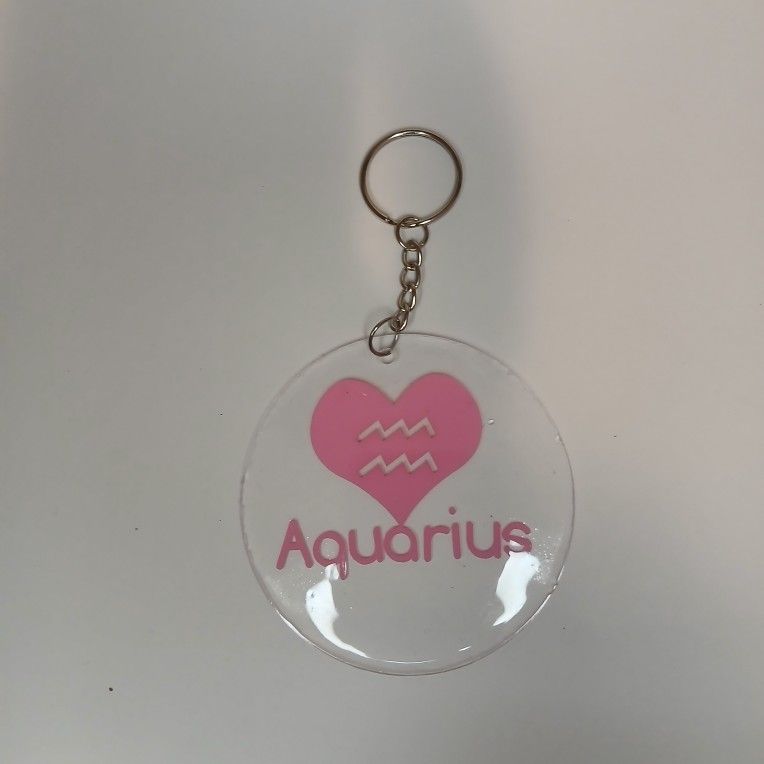 Pink heart handmade zodiac keychain 3 in