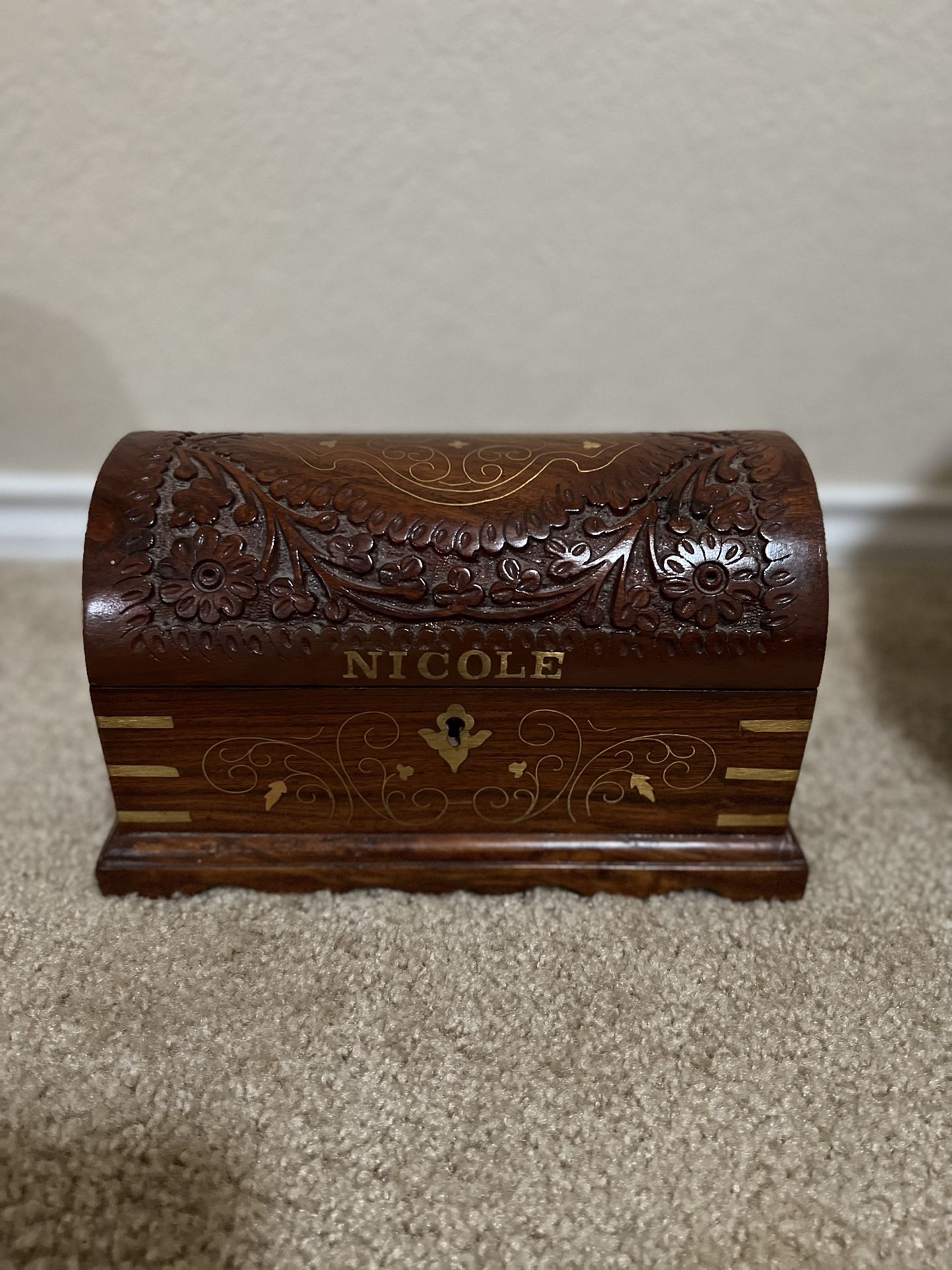 Small Wooden Authentic Jewelry Chest