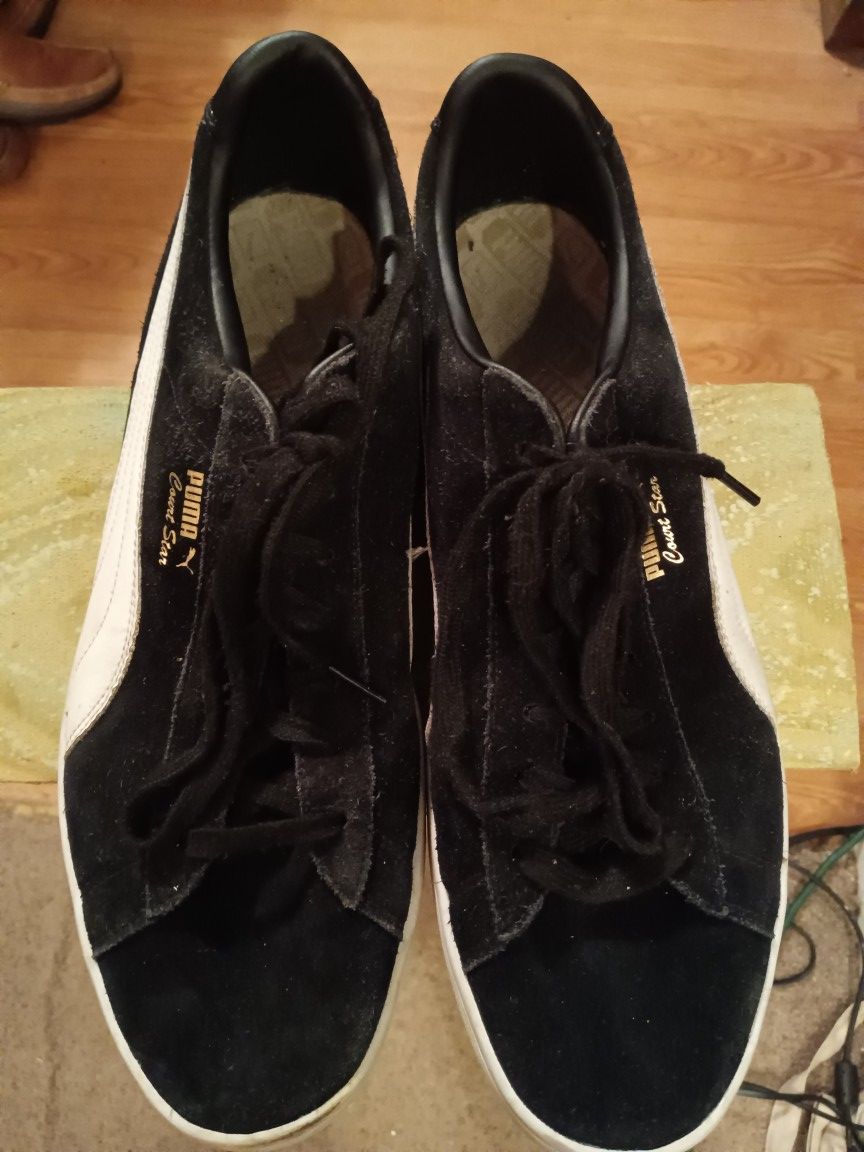 PUMA - blue & white stripe suede leather athletic shoes