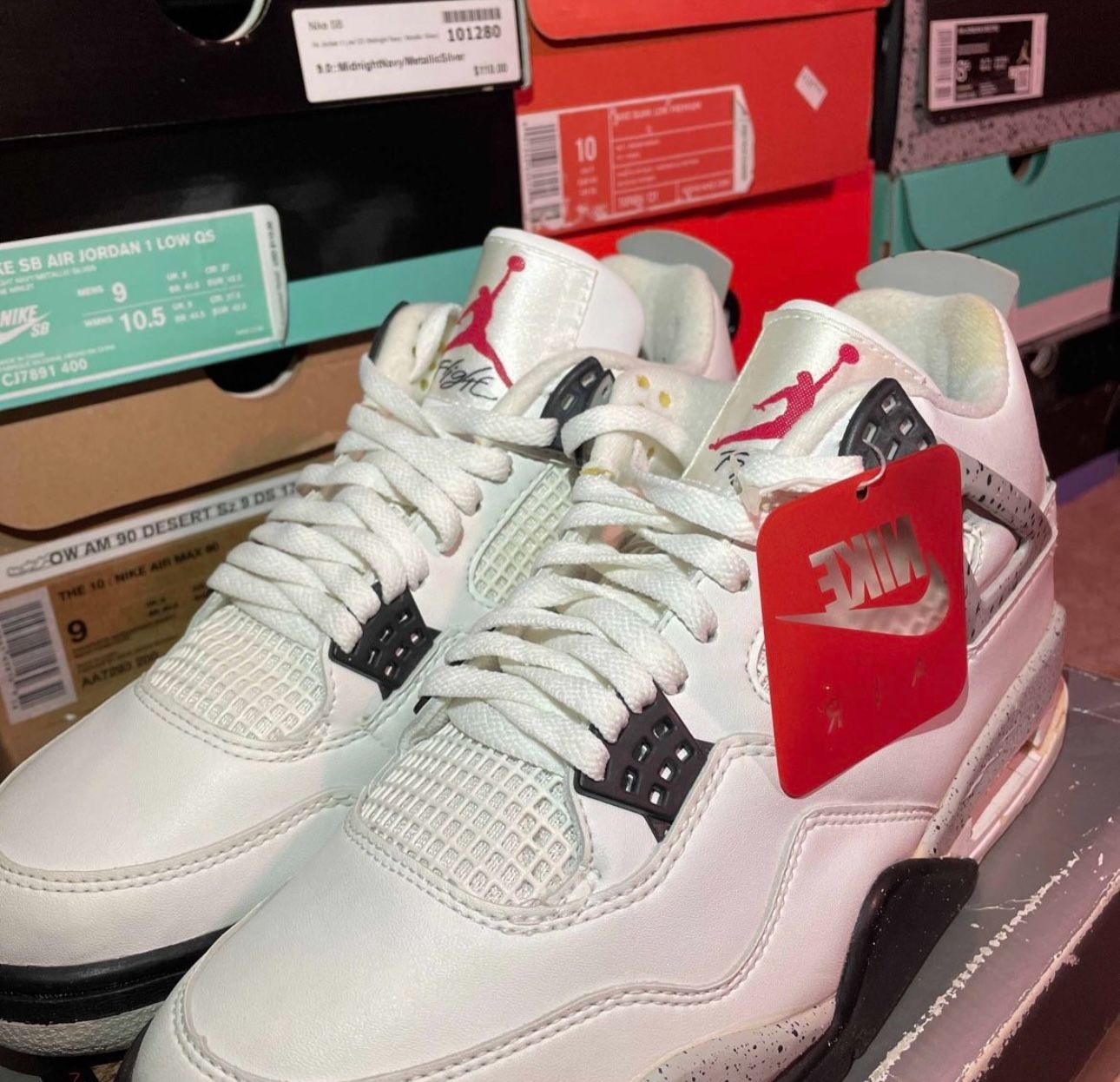 1999 NIKE AIR JORDAN 4 WHITE CEMENT Sz 9.5 DS