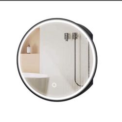 24 in Round Metal LED Bathroom Medicine Cabinet with Mirror